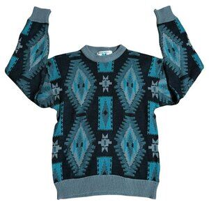 Vintage Chartwell Southwestern Pattern 3D Knit Sweater Pullover Grandpa Grunge